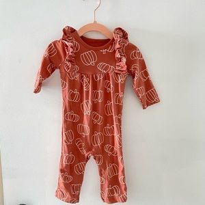 Baby Pumpkin Print Long Sleeve Romper